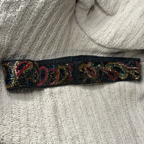 Vintage Regale Ltd Brand Beaded Belt Velcro Closure - Beaded Paisley Design - Picture 8 of 10